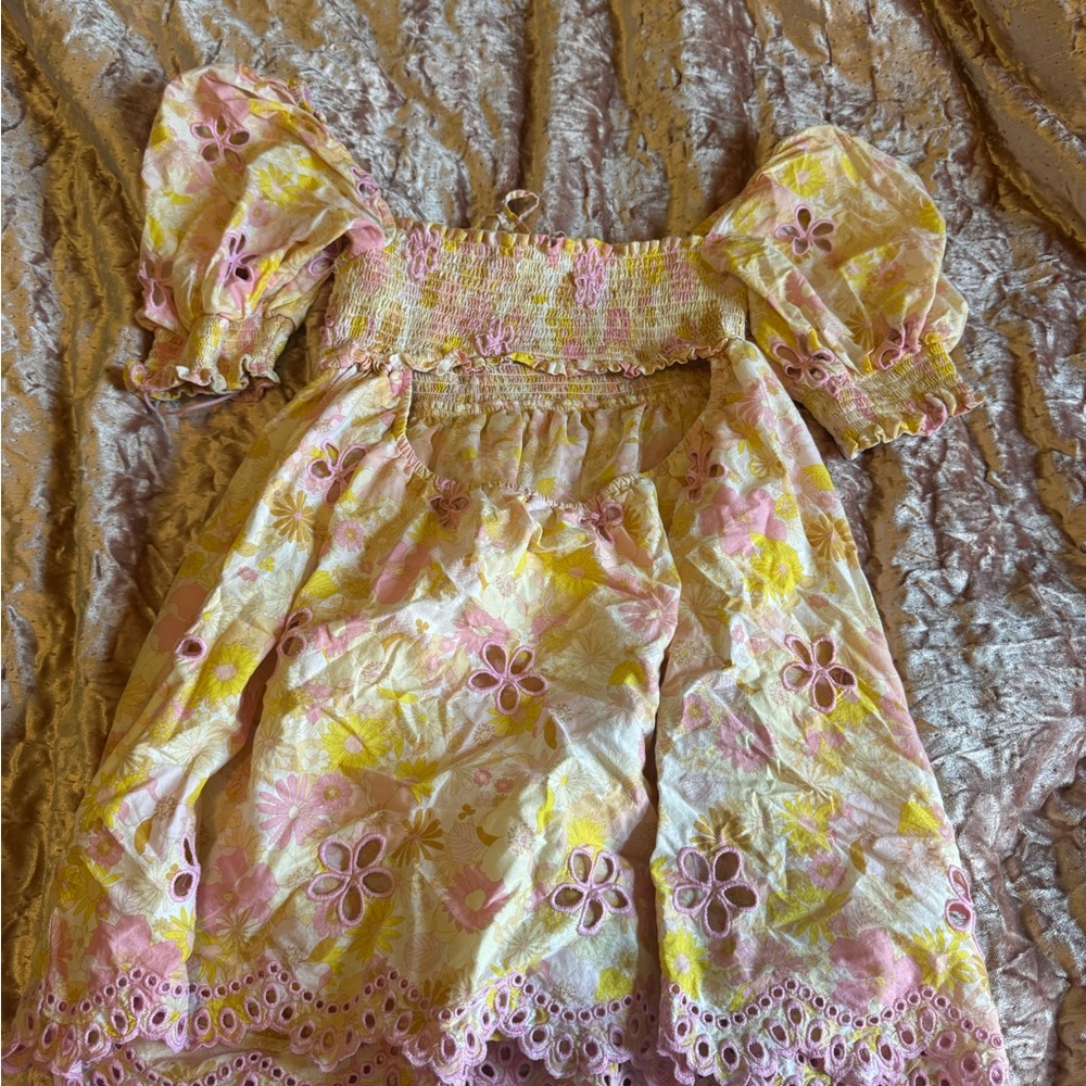 For Love And Lemons Pink and Yellow Smocked Dress - Picture 5 of 6